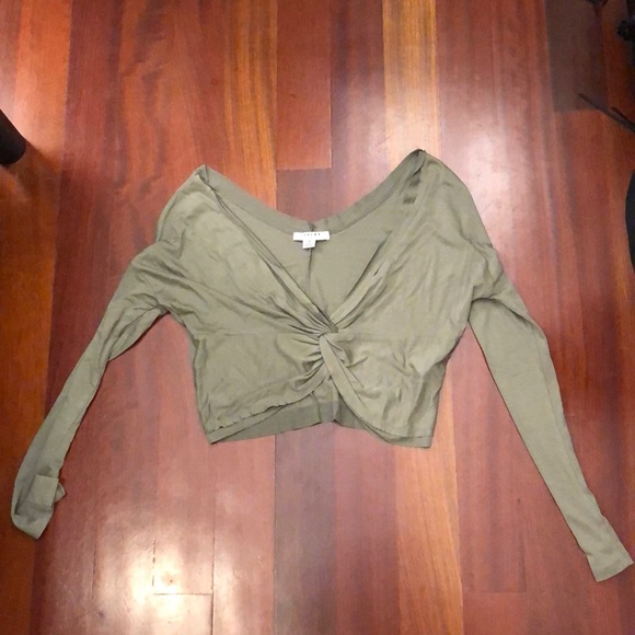 Cropped Green Going Out Long Sleeve Top - Picture 1 of 3